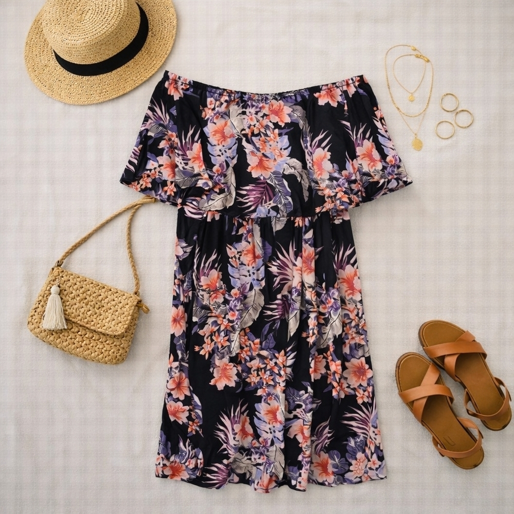 Mink Pink Sleeveless Multicolored Floral Midi Summer Viscose Dress. Ladies Small